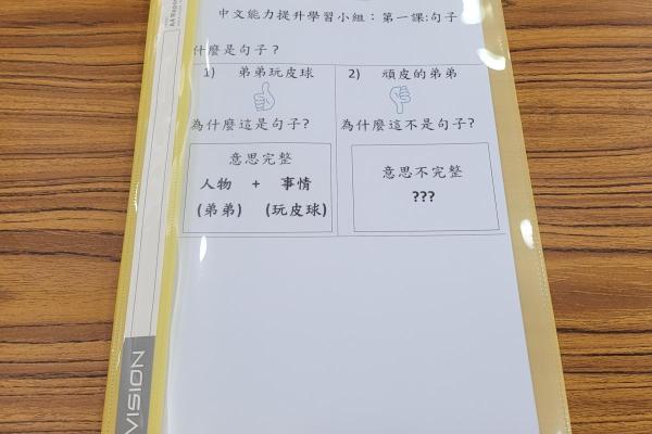 中英文能力提升小組透過導師擬定的教材鞏固中英文的知識。